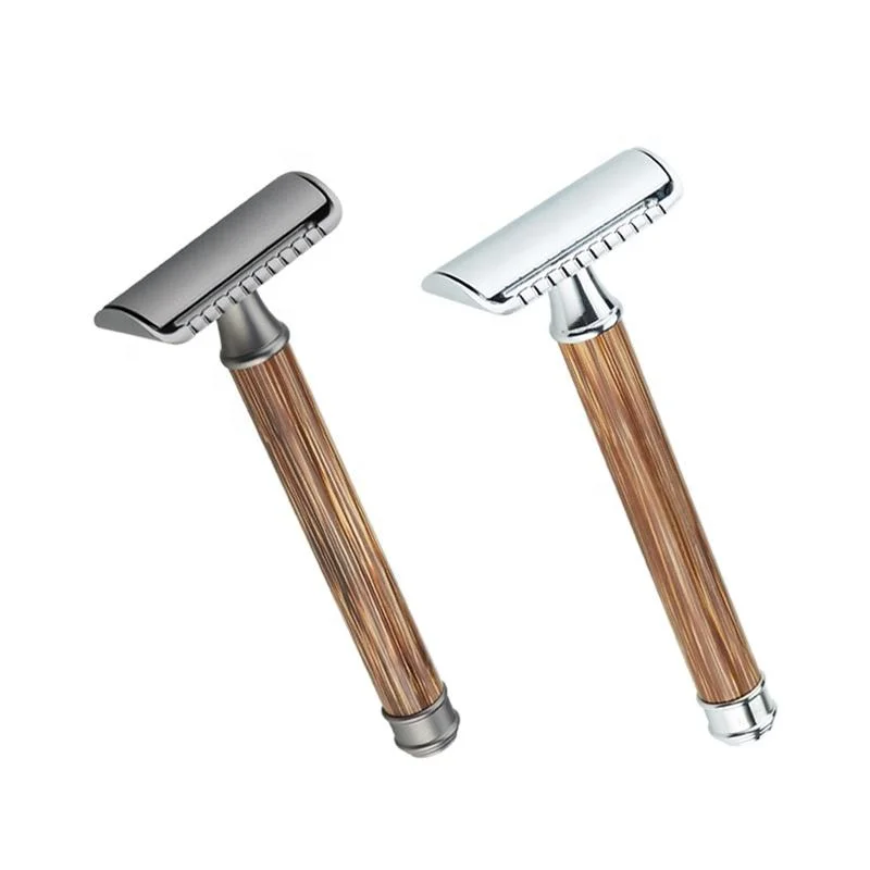 D670 Rts Natural Bamboo Handle Women′ S Shaving Classic Straight Cut 3 Piece Safety Razor