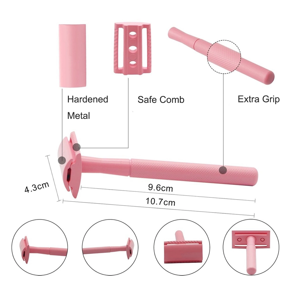 Multiple Color Metal Reusable Safety Razor for Women and Men